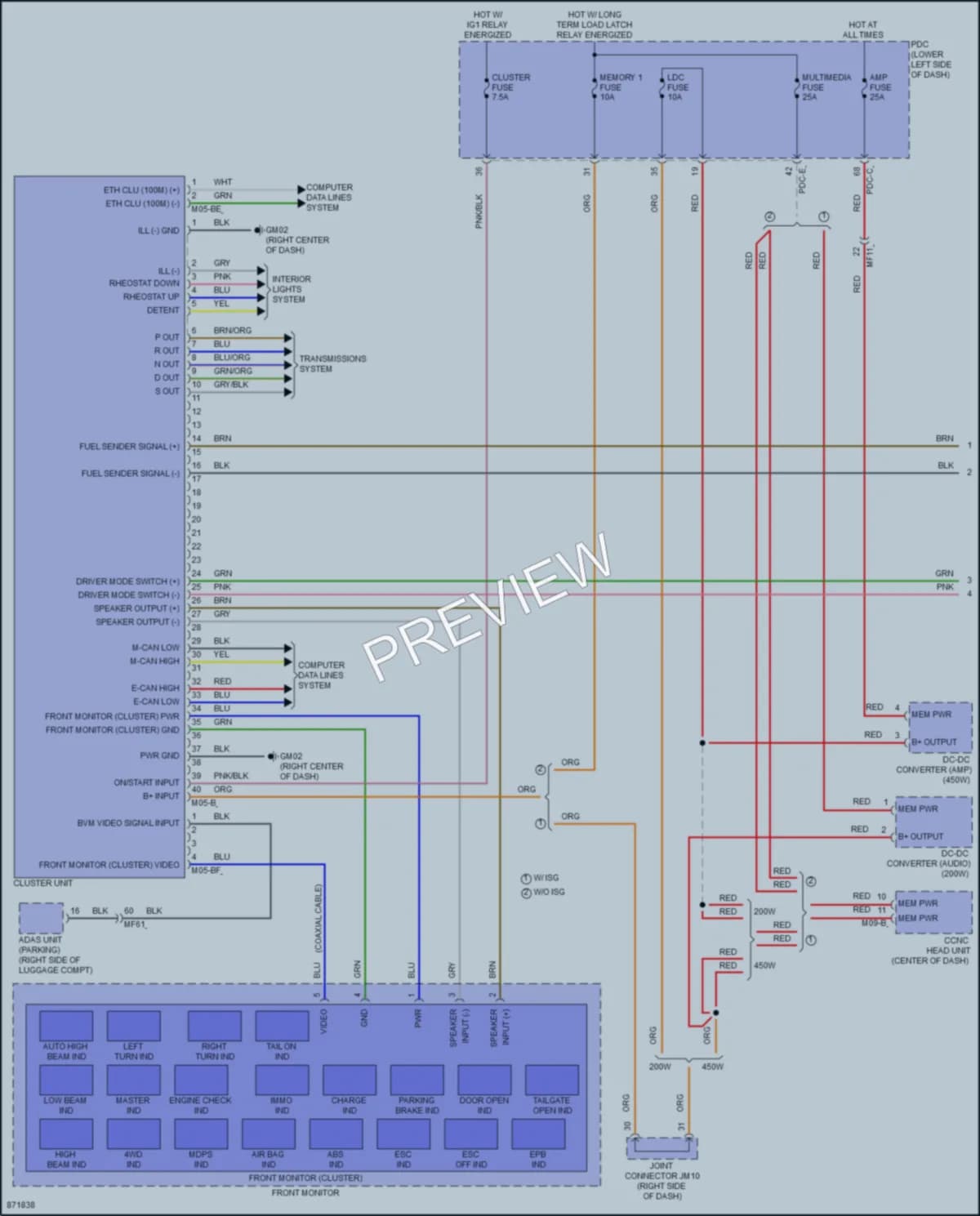 2024 Hyundai Kona Instrument Cluster wiring diagram preview