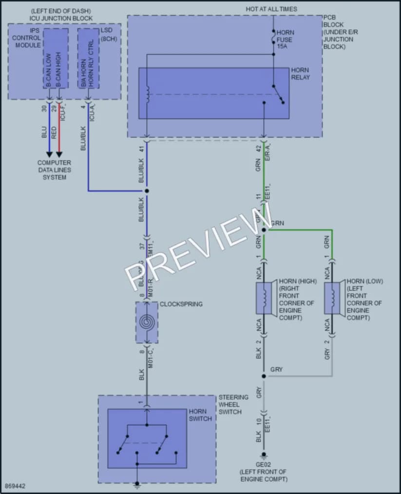 2024 Hyundai Palisade Horn wiring diagram preview