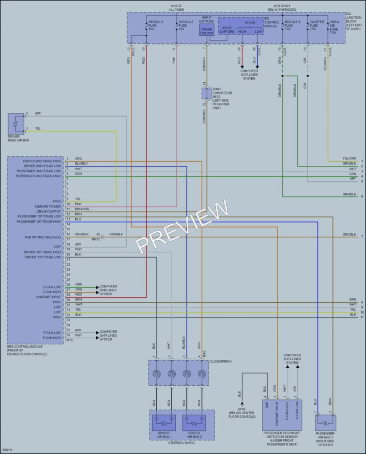 2024 Hyundai Palisade Supplemental Restraints wiring diagram preview