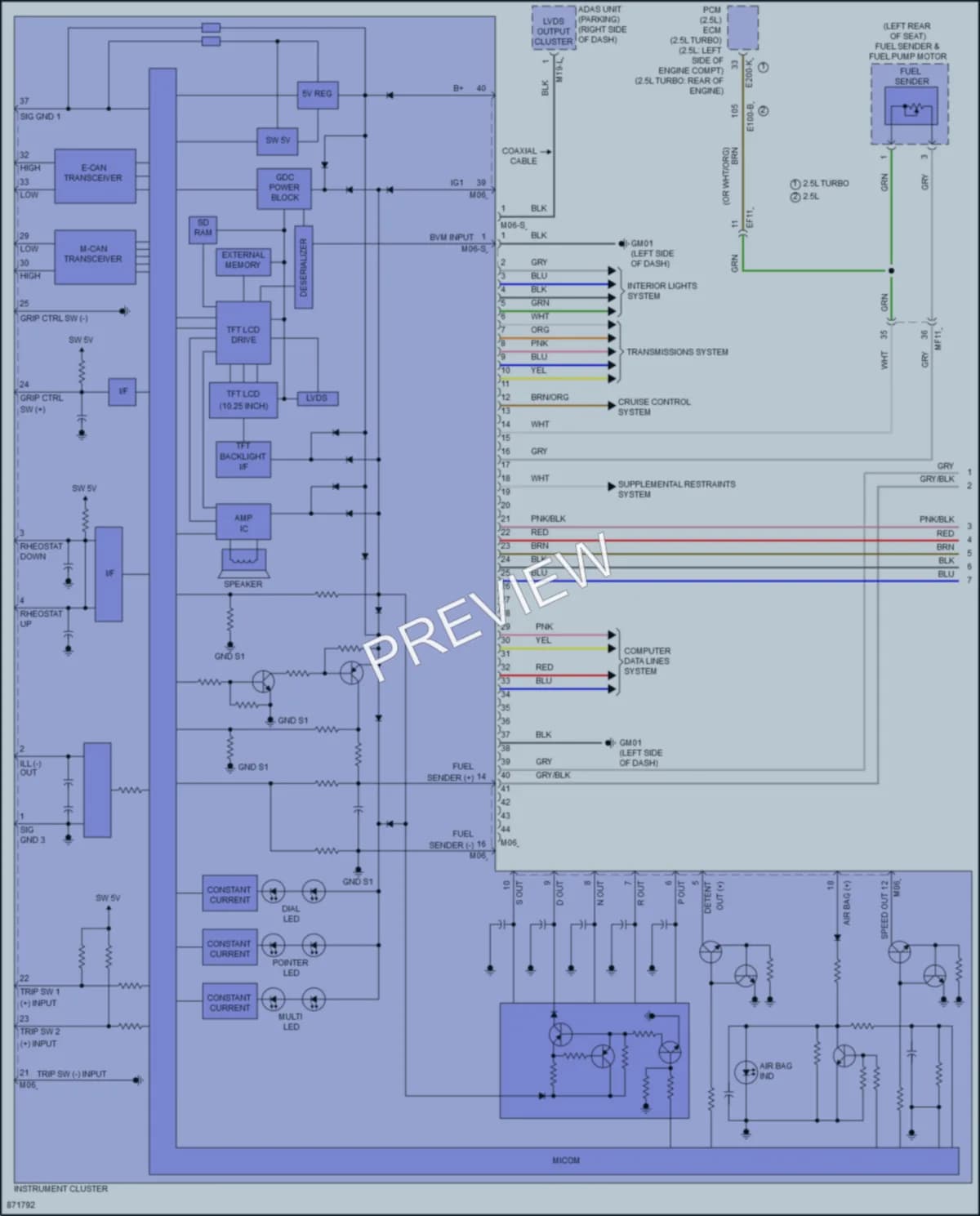 2024 Hyundai SantaCruz Instrument Cluster wiring diagram preview