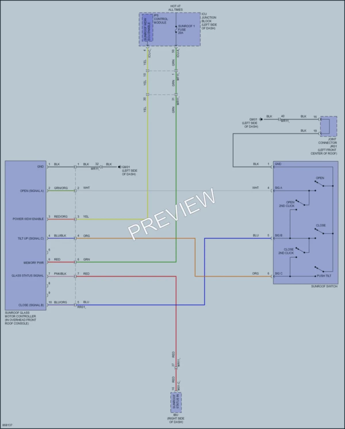 2024 Hyundai SantaCruz Power Top Sunroof wiring diagram preview