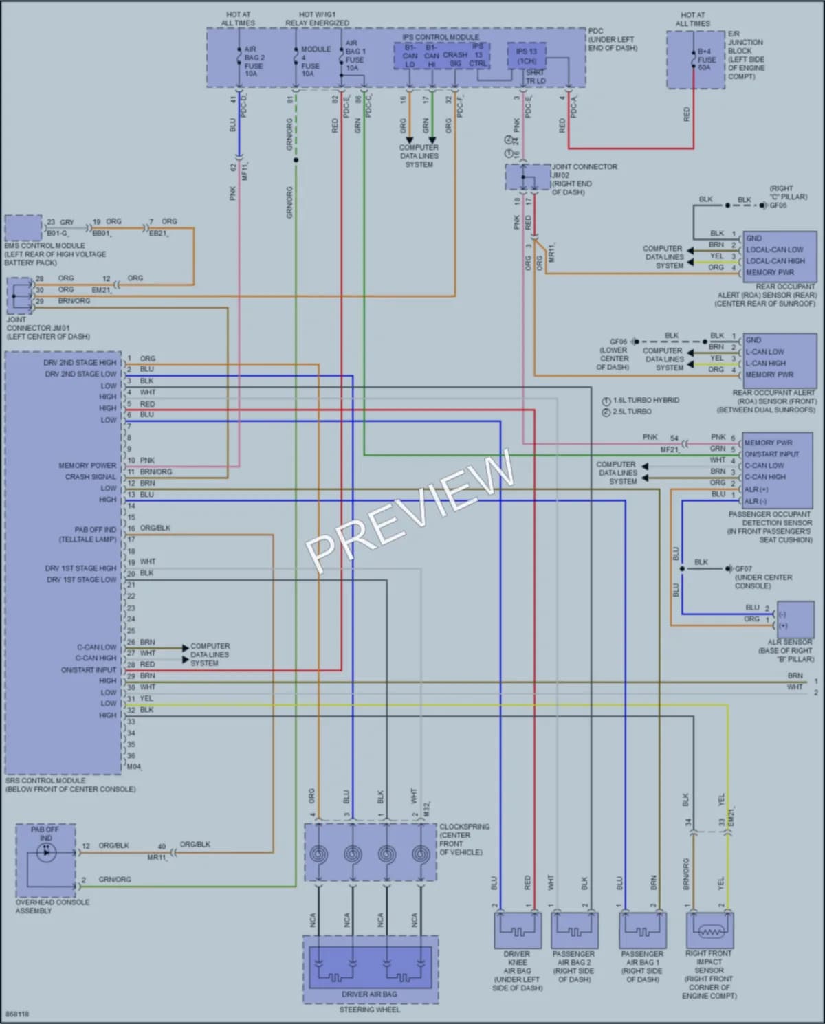 2024 Hyundai SantaFe Supplemental Restraints wiring diagram preview