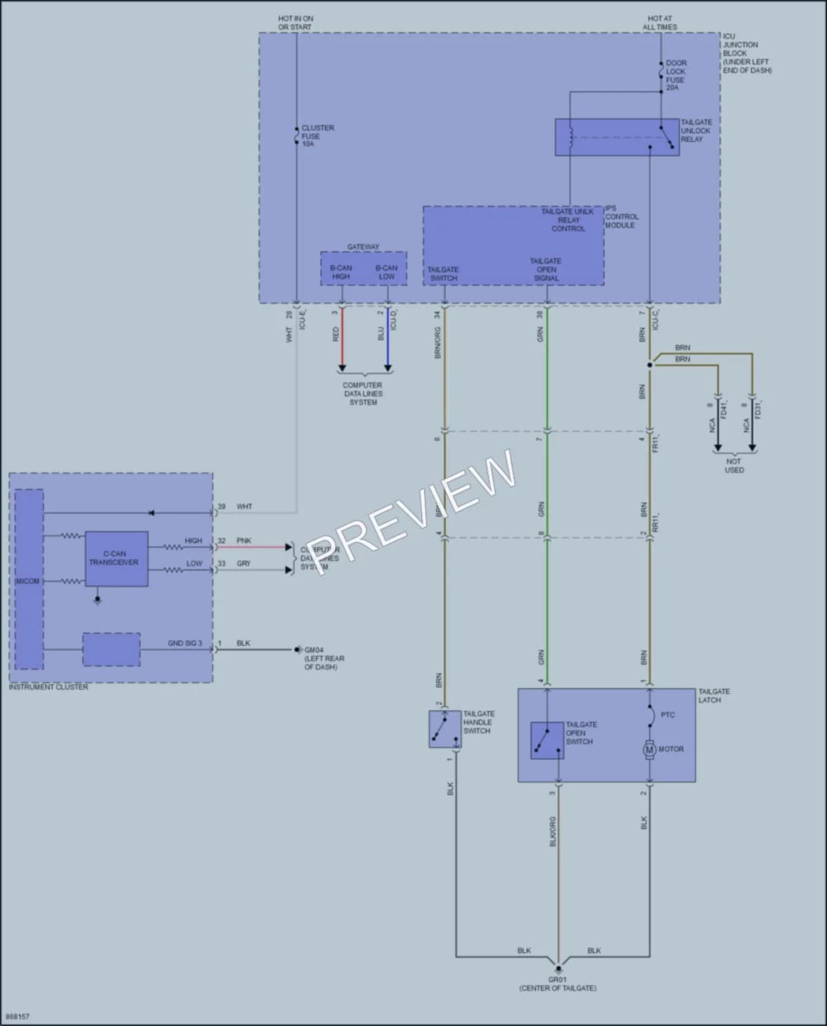 2024 Hyundai Venue Trunk Tailgate Fuel Door wiring diagram preview