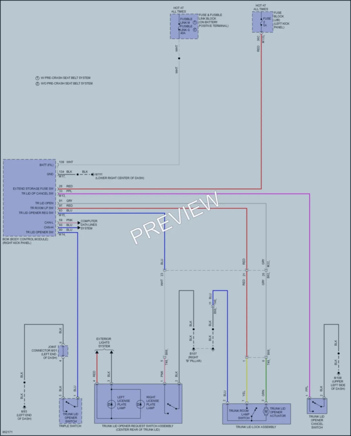 2024 Infiniti Q50 Trunk Tailgate Fuel Door wiring diagram preview