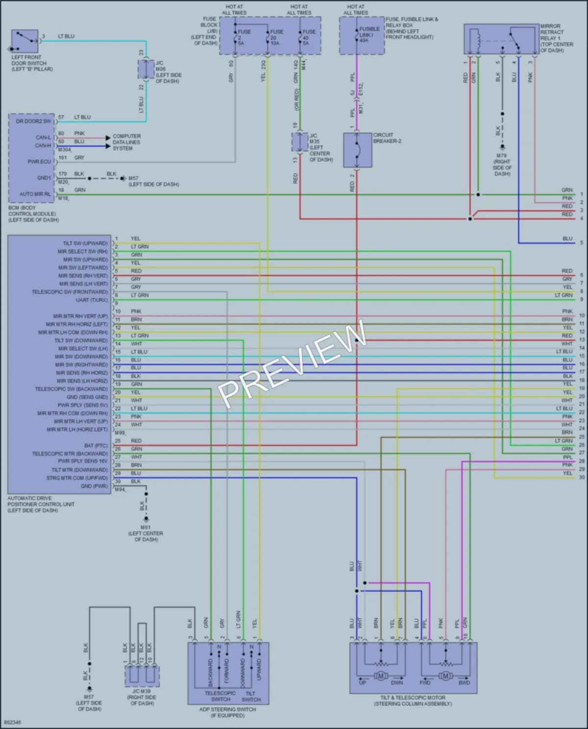 2024 Infiniti QX50 Memory Systems wiring diagram preview