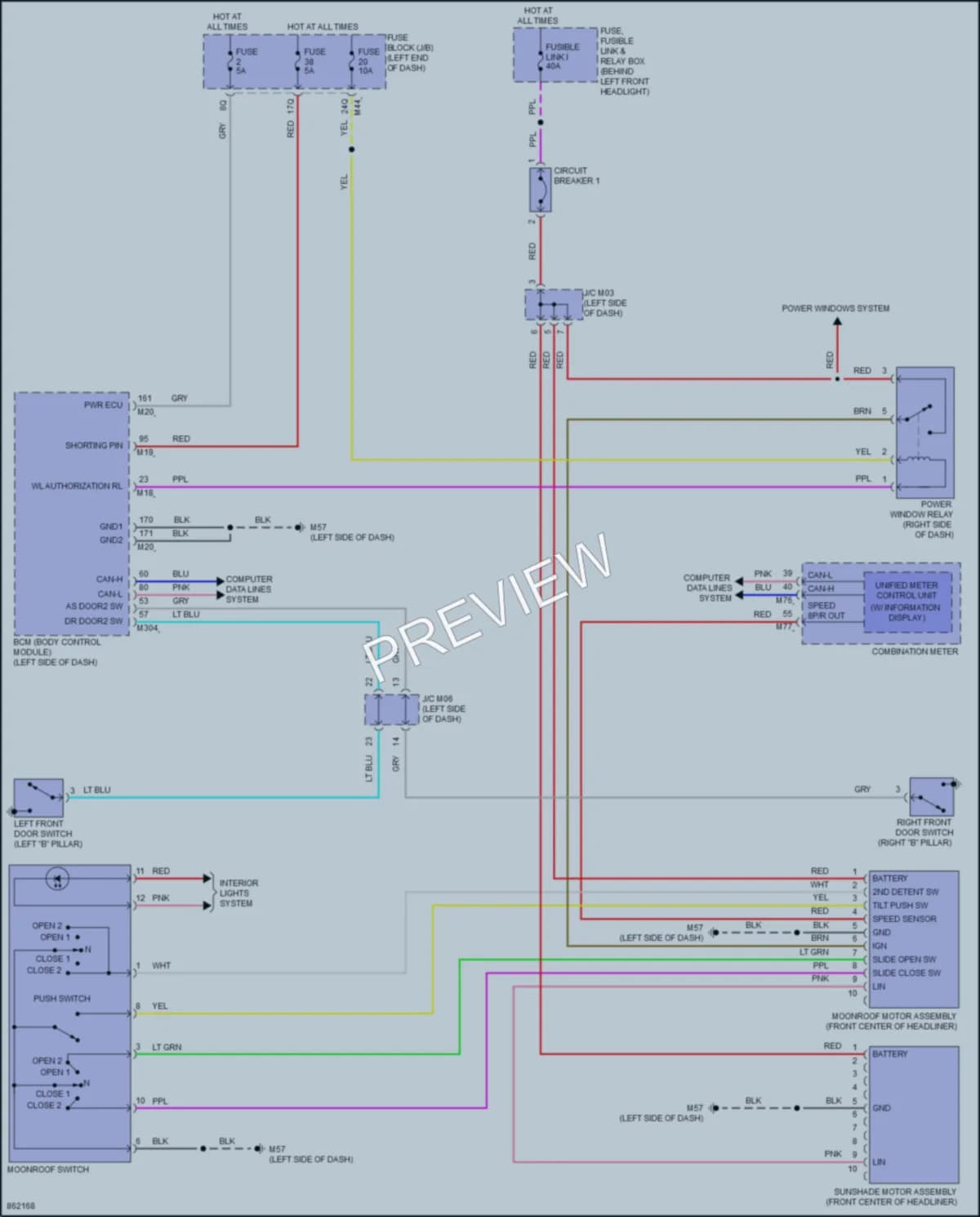 2024 Infiniti QX50 Power Top Sunroof wiring diagram preview