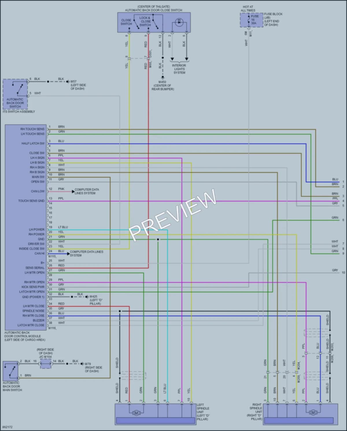 2024 Infiniti QX50 Trunk Tailgate Fuel Door wiring diagram preview