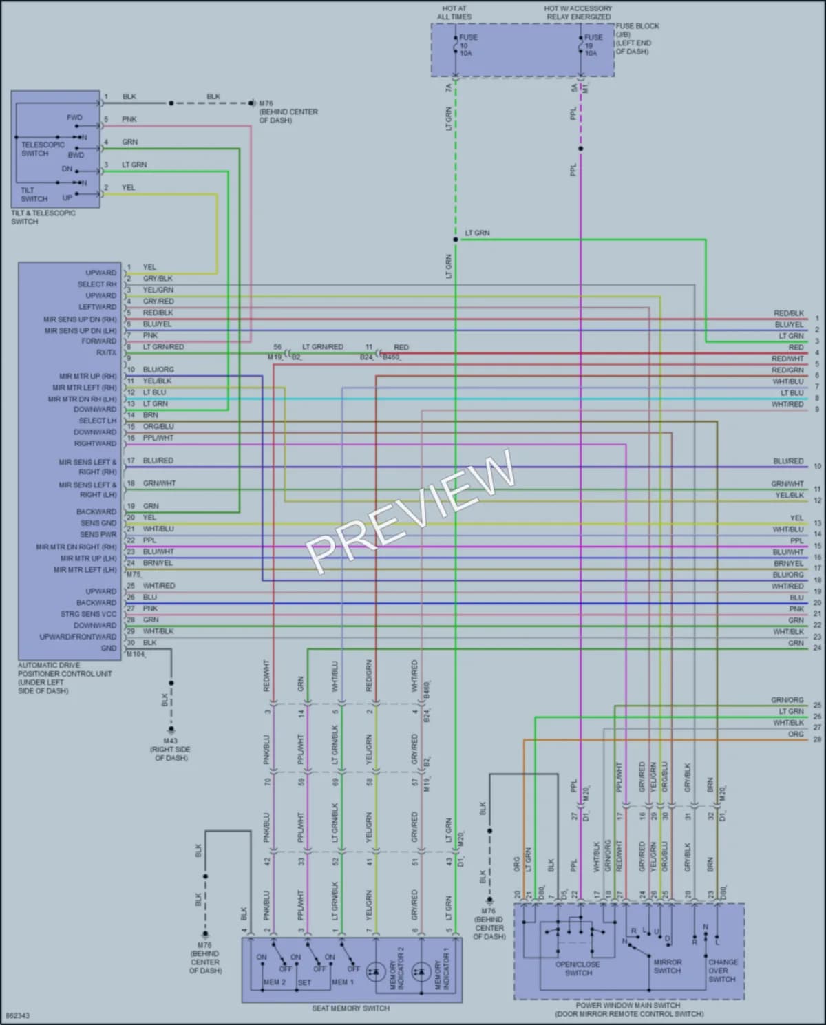 2024 Infiniti QX80 Memory Systems wiring diagram preview