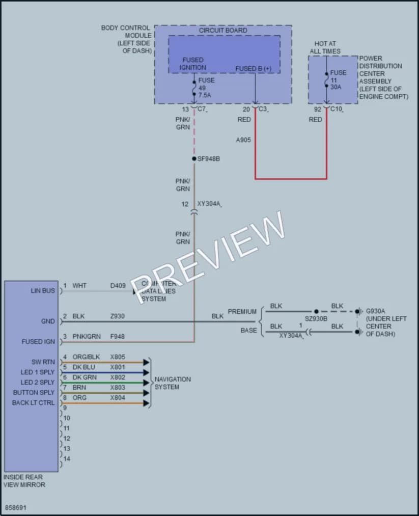 2024 Jeep Compass Power Mirrors wiring diagram preview