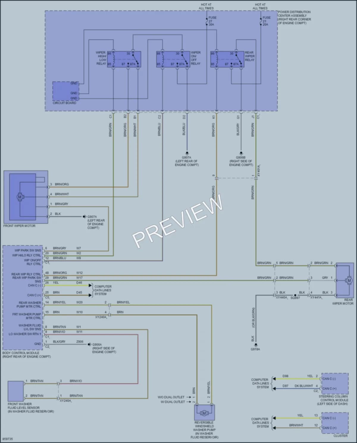 2024 Jeep Gladiator Wiper Washer wiring diagram preview