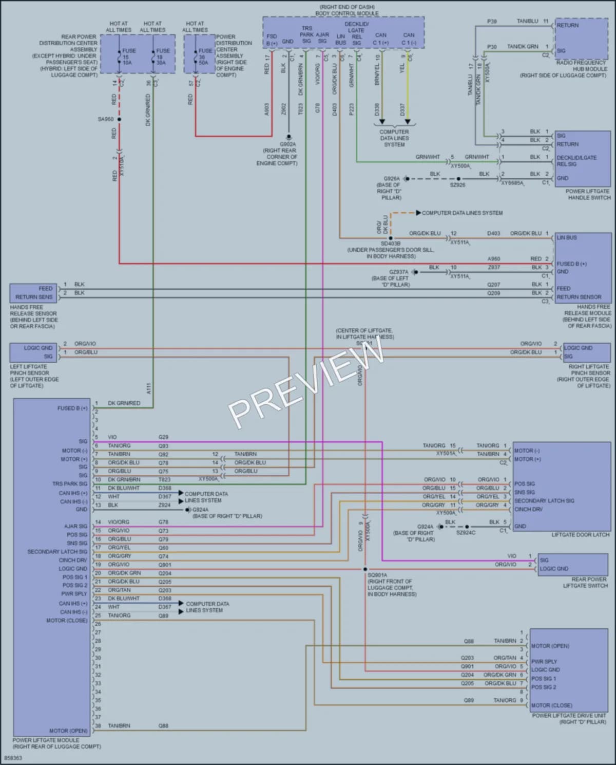 2024 Jeep GrandCherokee4XE Trunk Tailgate Fuel Door wiring diagram preview