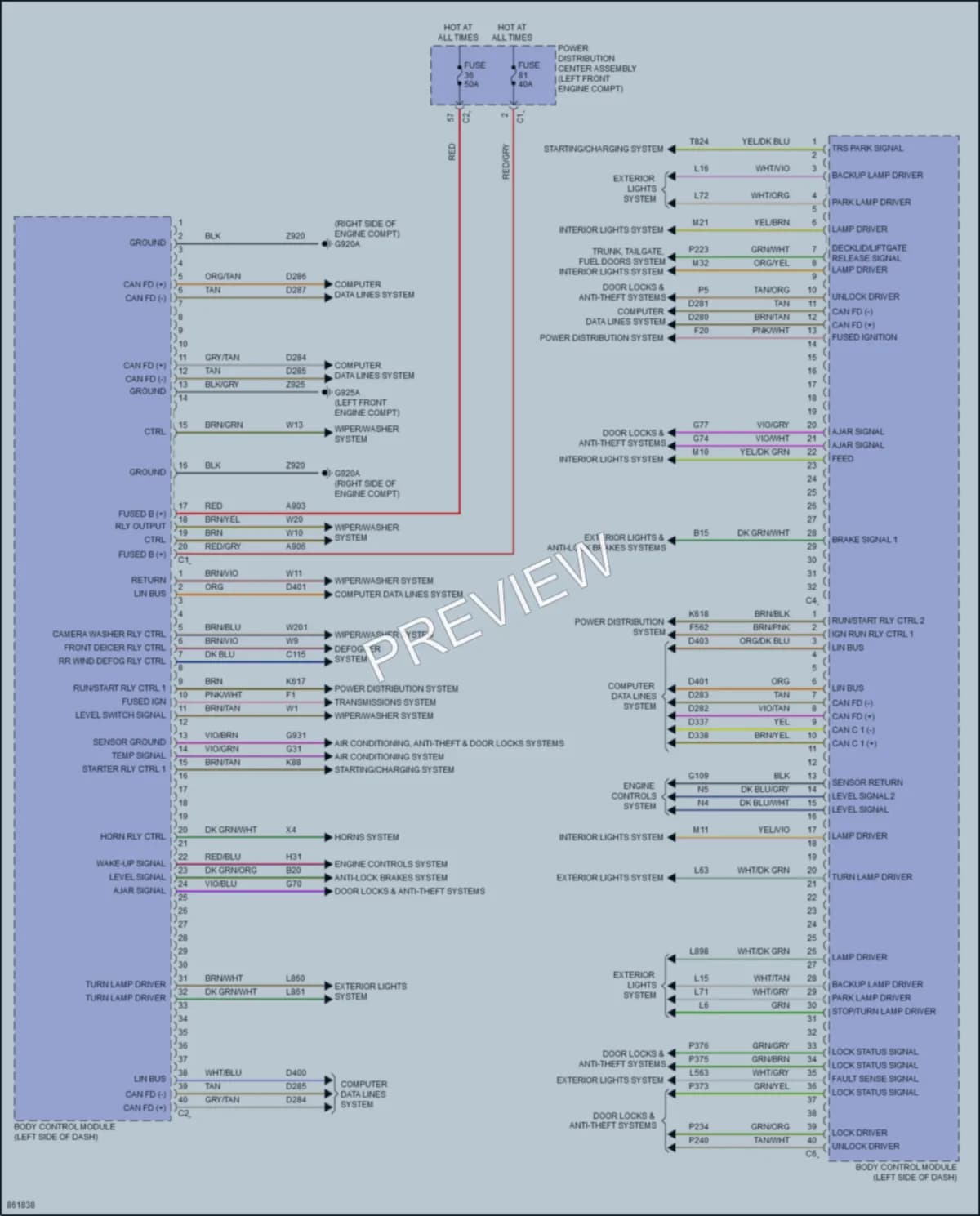 2024 Jeep GrandWagoneer Body Control Modules wiring diagram preview
