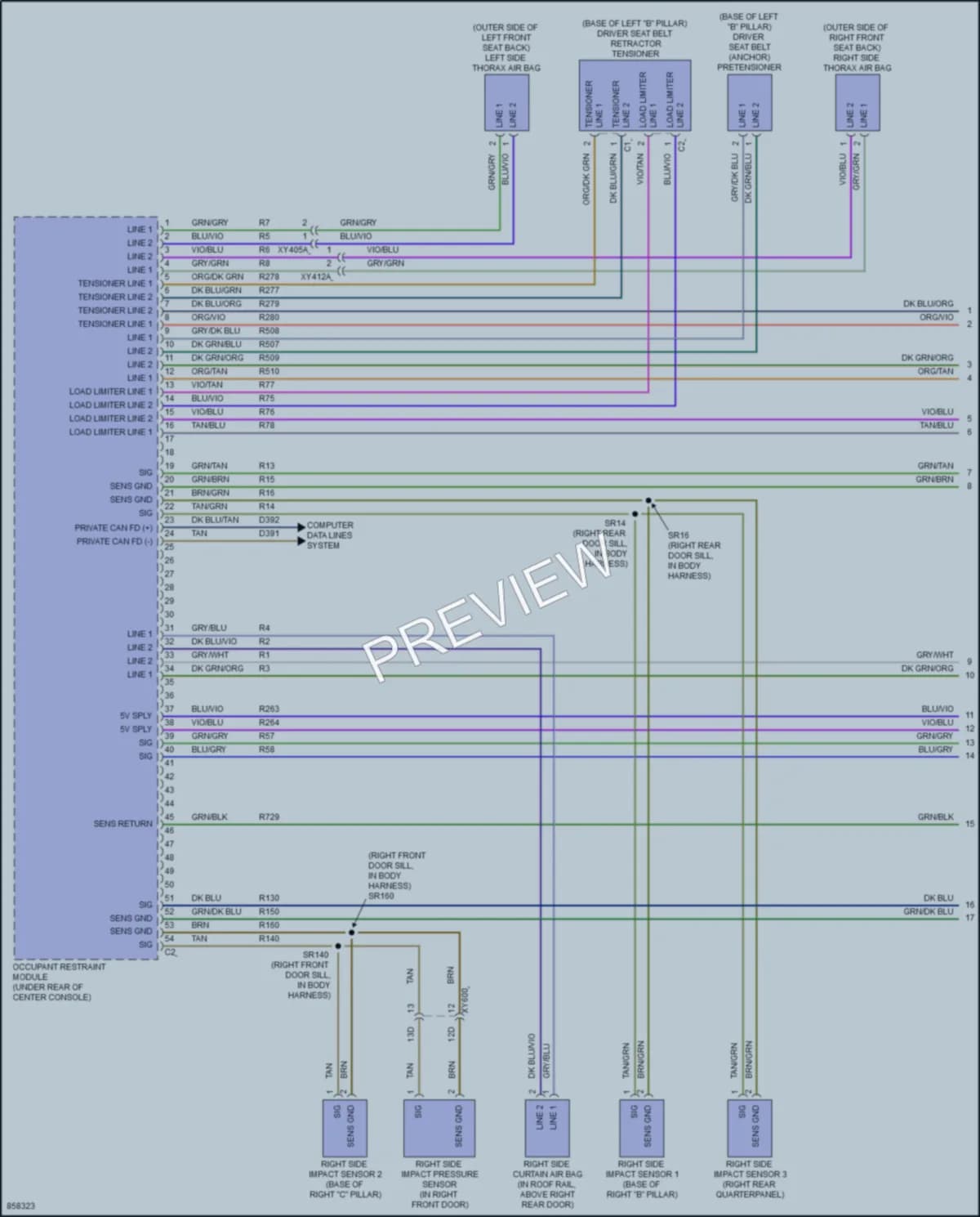 2024 Jeep GrandWagoneer Supplemental Restraints wiring diagram preview