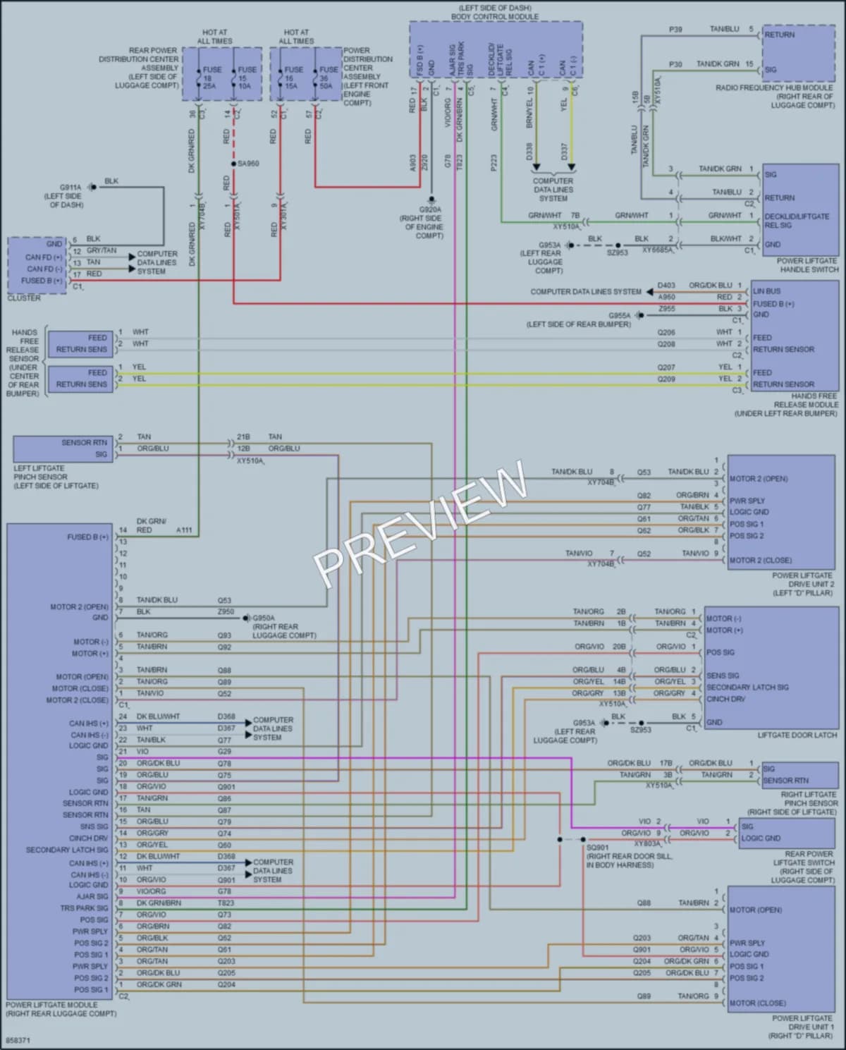 2024 Jeep GrandWagoneer Trunk Tailgate Fuel Door wiring diagram preview