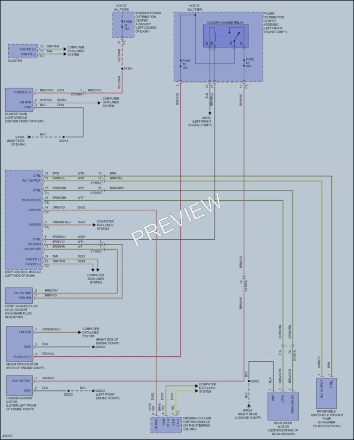 2024 Jeep GrandWagoneer Wiper Washer wiring diagram preview