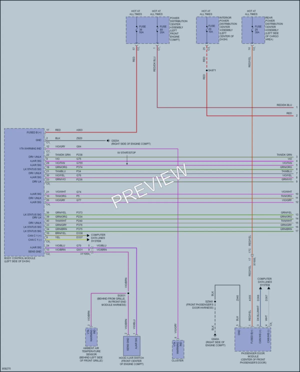2024 Jeep GrandWagoneerL Power Door Locks wiring diagram preview