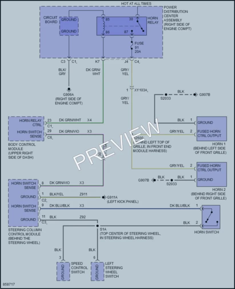 2024 Jeep WranglerUnlimited4XE Horn wiring diagram preview