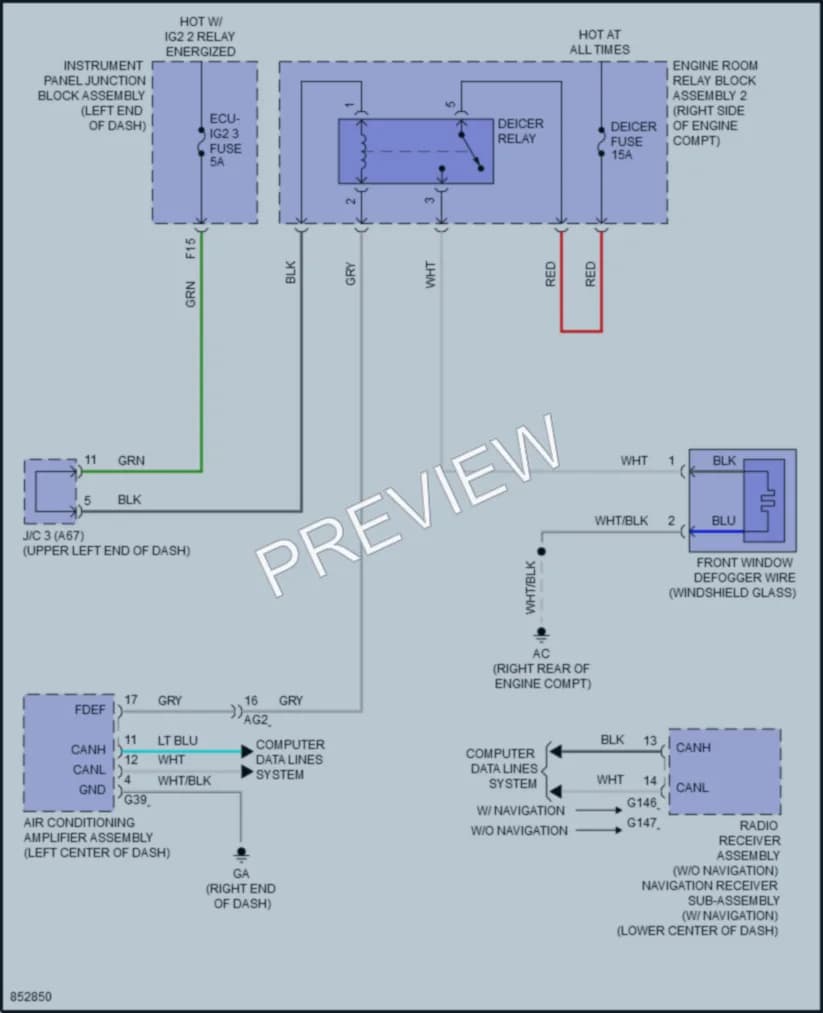2024 Lexus ES250 Defoggers wiring diagram preview
