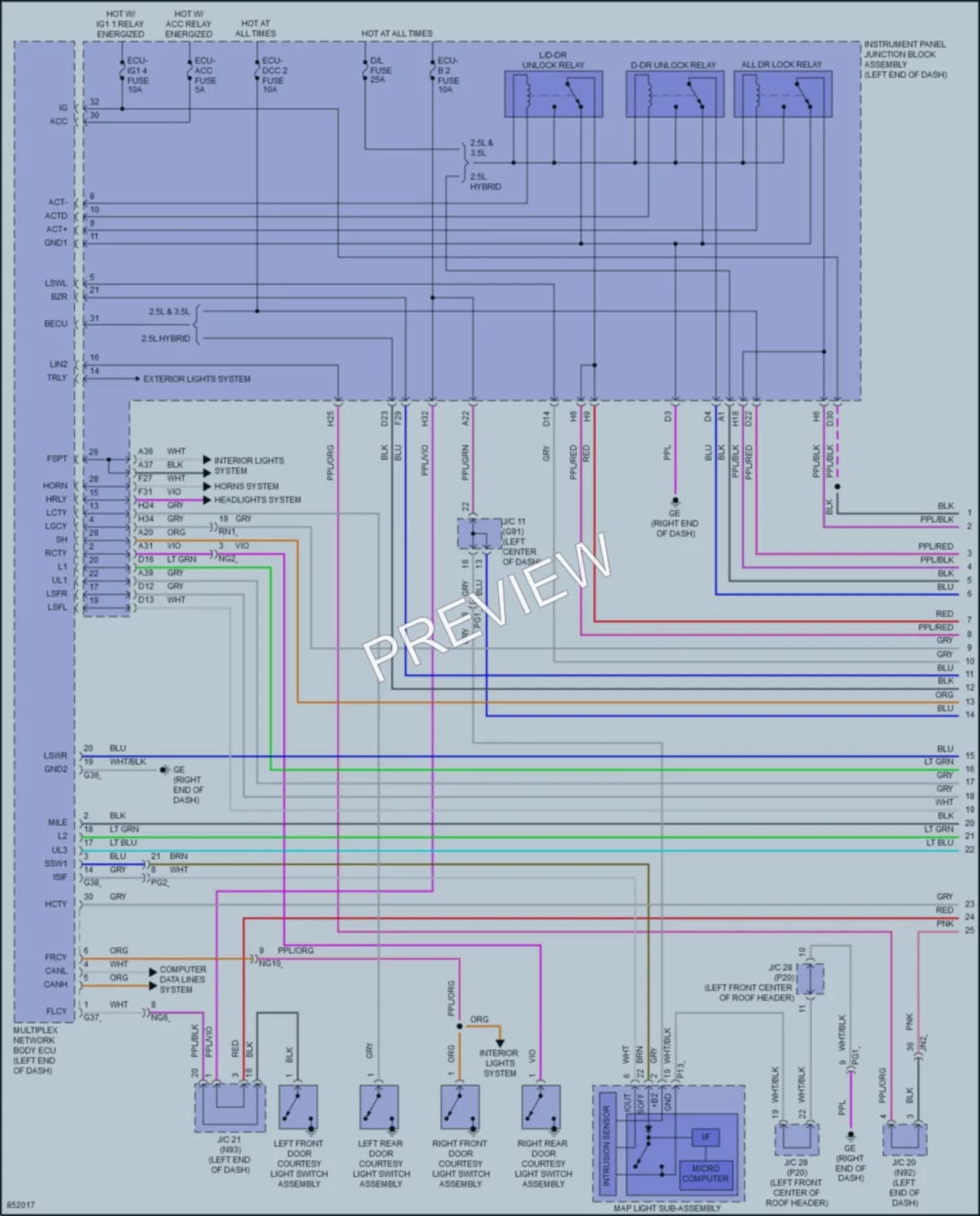 2024 Lexus ES250 Power Door Locks wiring diagram preview
