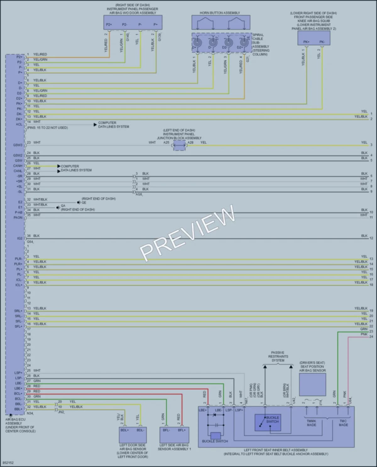 2024 Lexus ES250 Supplemental Restraints wiring diagram preview