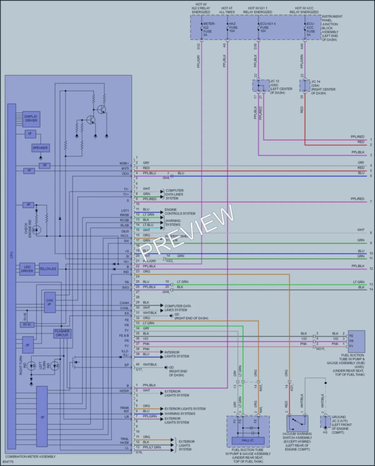 2024 Lexus ES300h Instrument Cluster wiring diagram preview
