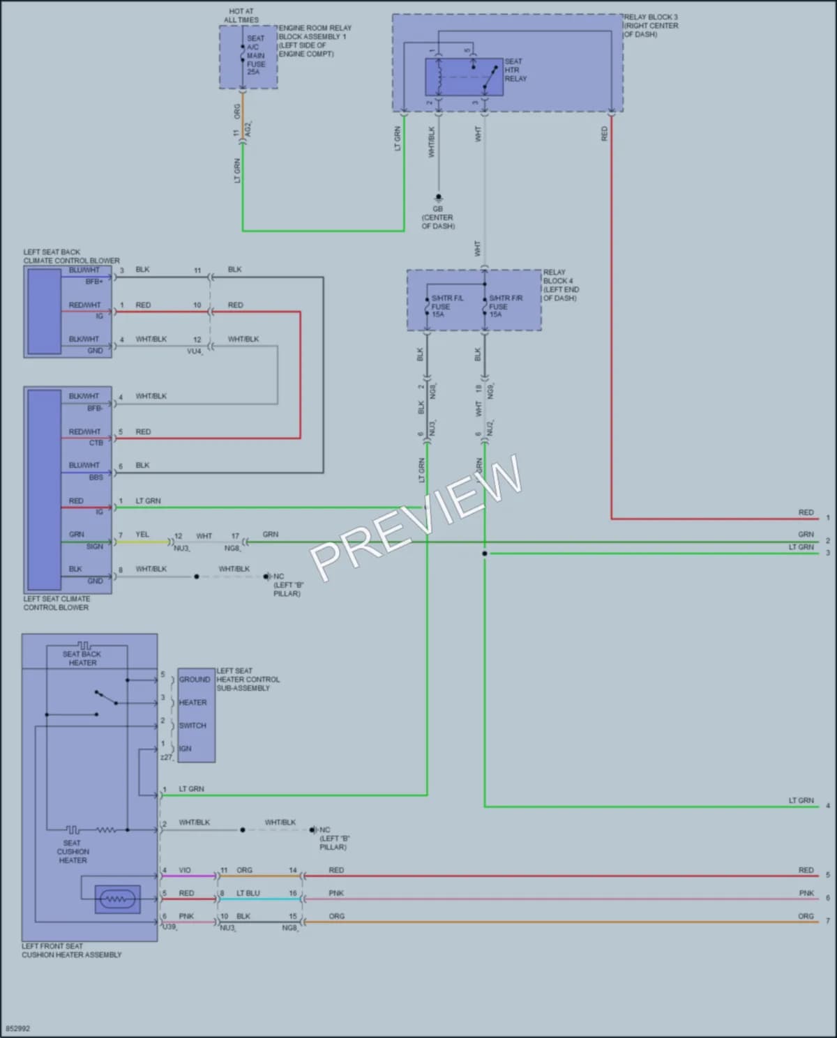 2024 Lexus ES300h Power Seats wiring diagram preview
