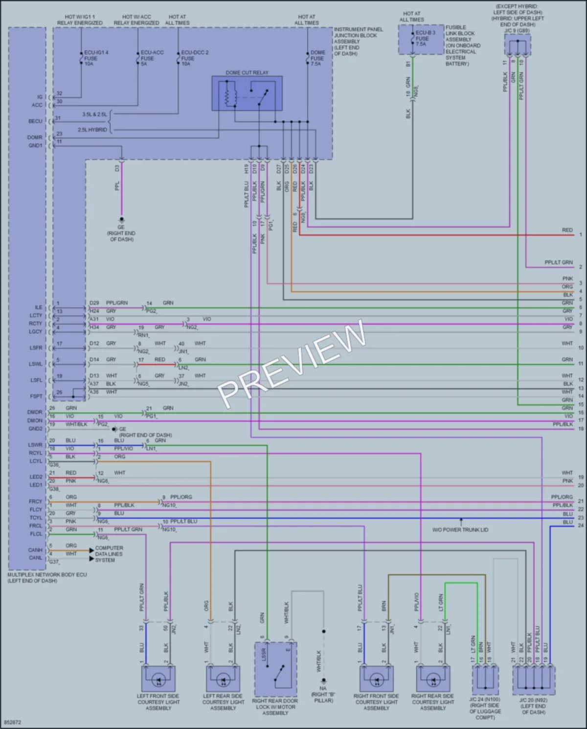 2024 Lexus ES350 Interior Lights wiring diagram preview