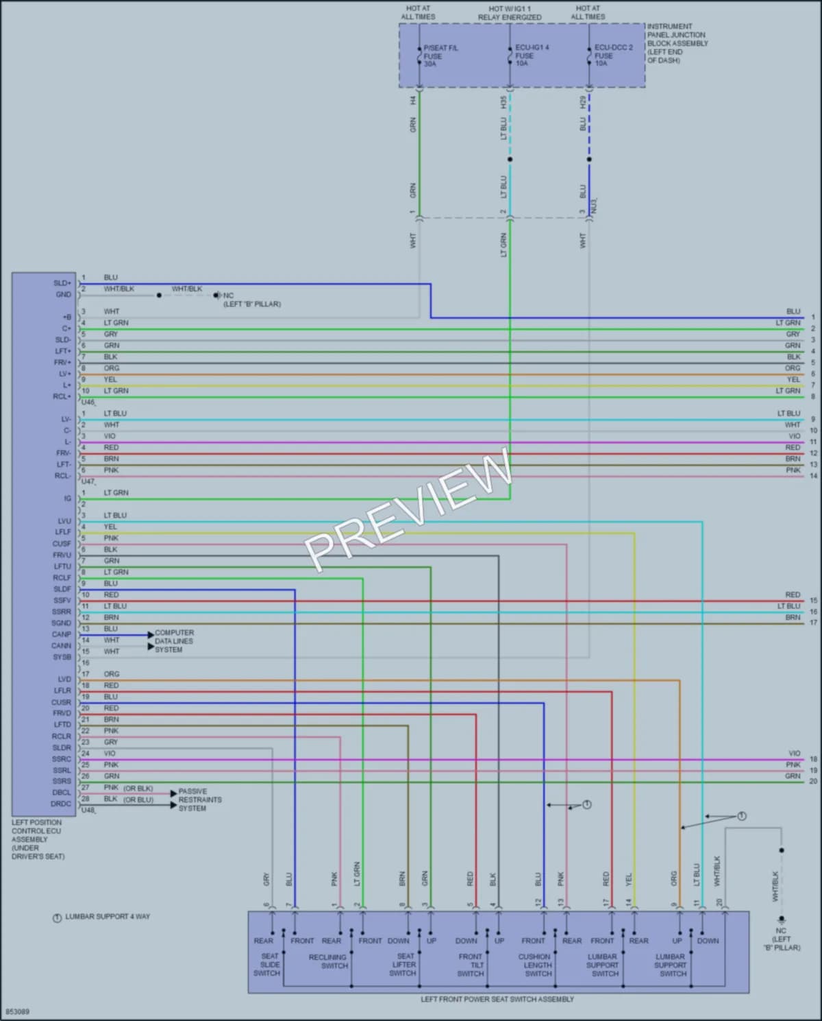 2024 Lexus ES350 Memory Systems wiring diagram preview