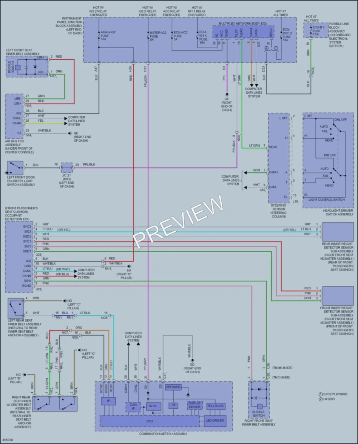 2024 Lexus ES350 Warning Systems wiring diagram preview