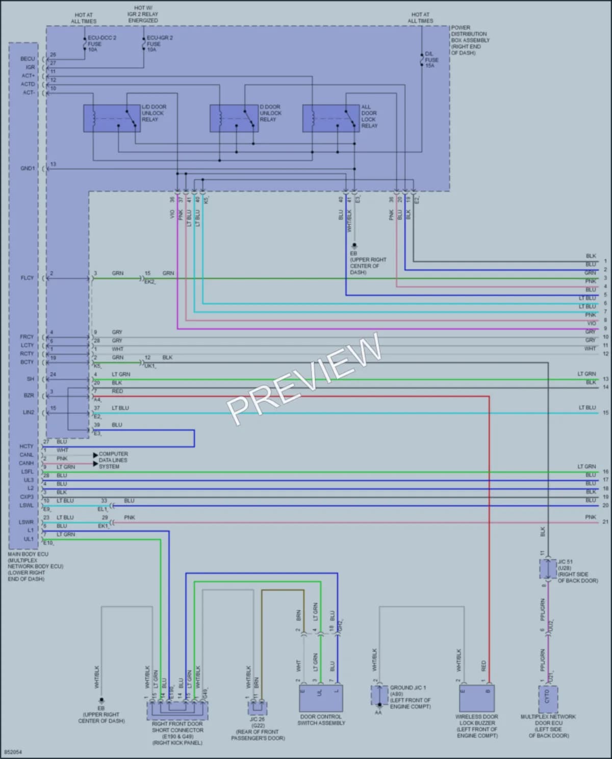 2024 Lexus GX550 Power Door Locks wiring diagram preview