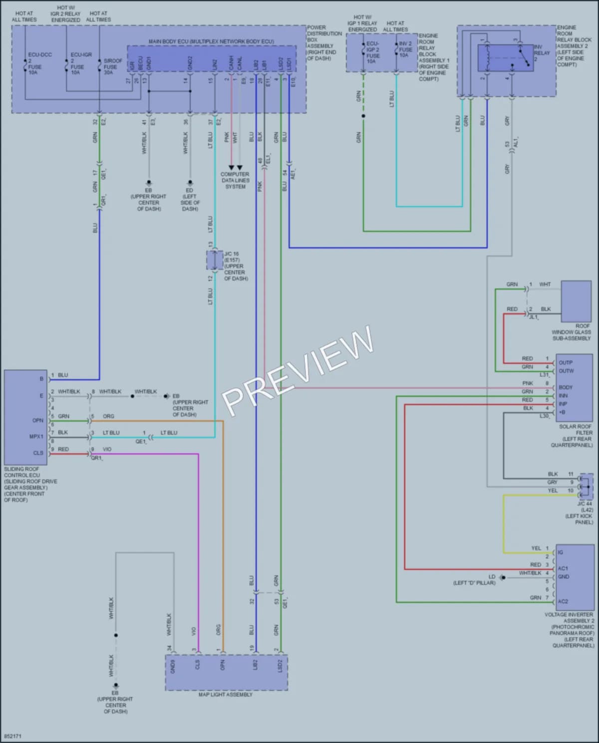 2024 Lexus GX550 Power Top Sunroof wiring diagram preview