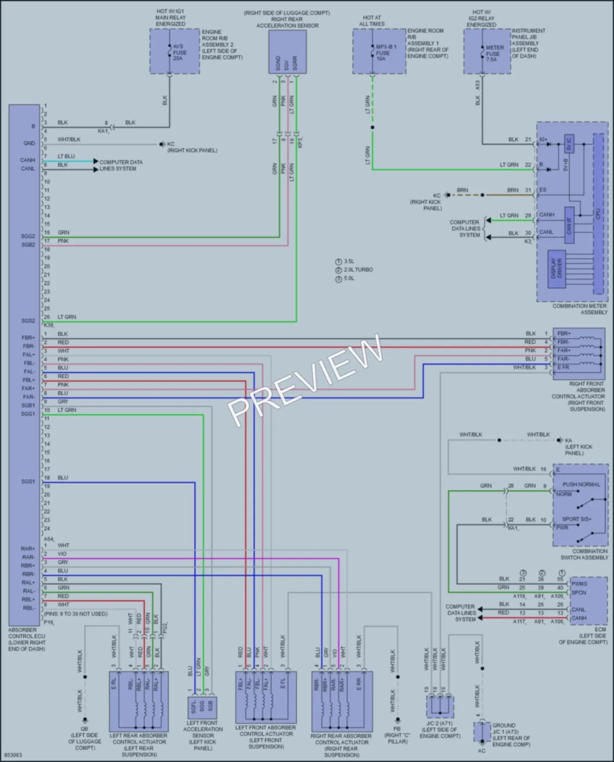 2024 Lexus IS300 Electronic Suspension wiring diagram preview