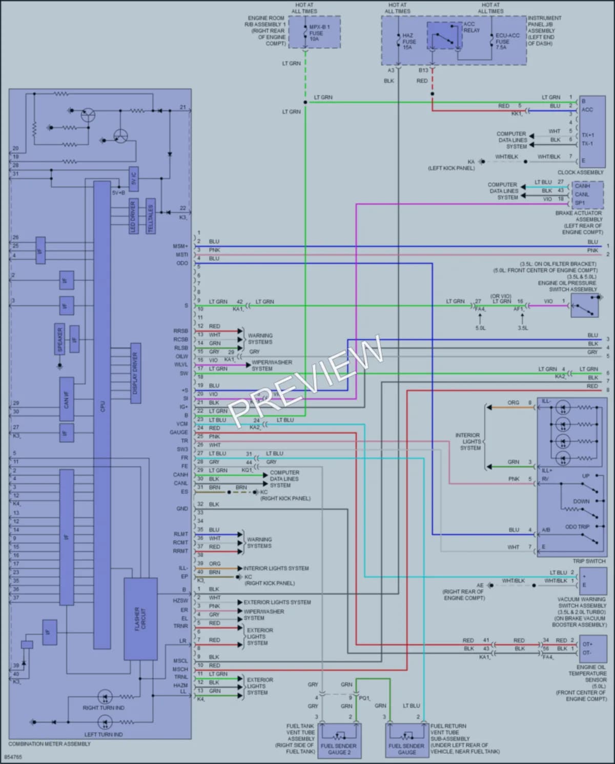 2024 Lexus IS300 Instrument Cluster wiring diagram preview