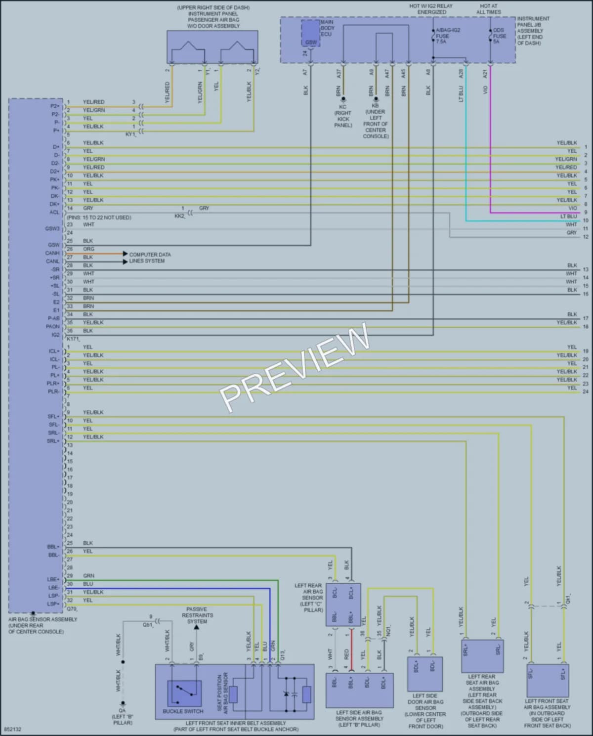 2024 Lexus IS300 Supplemental Restraints wiring diagram preview