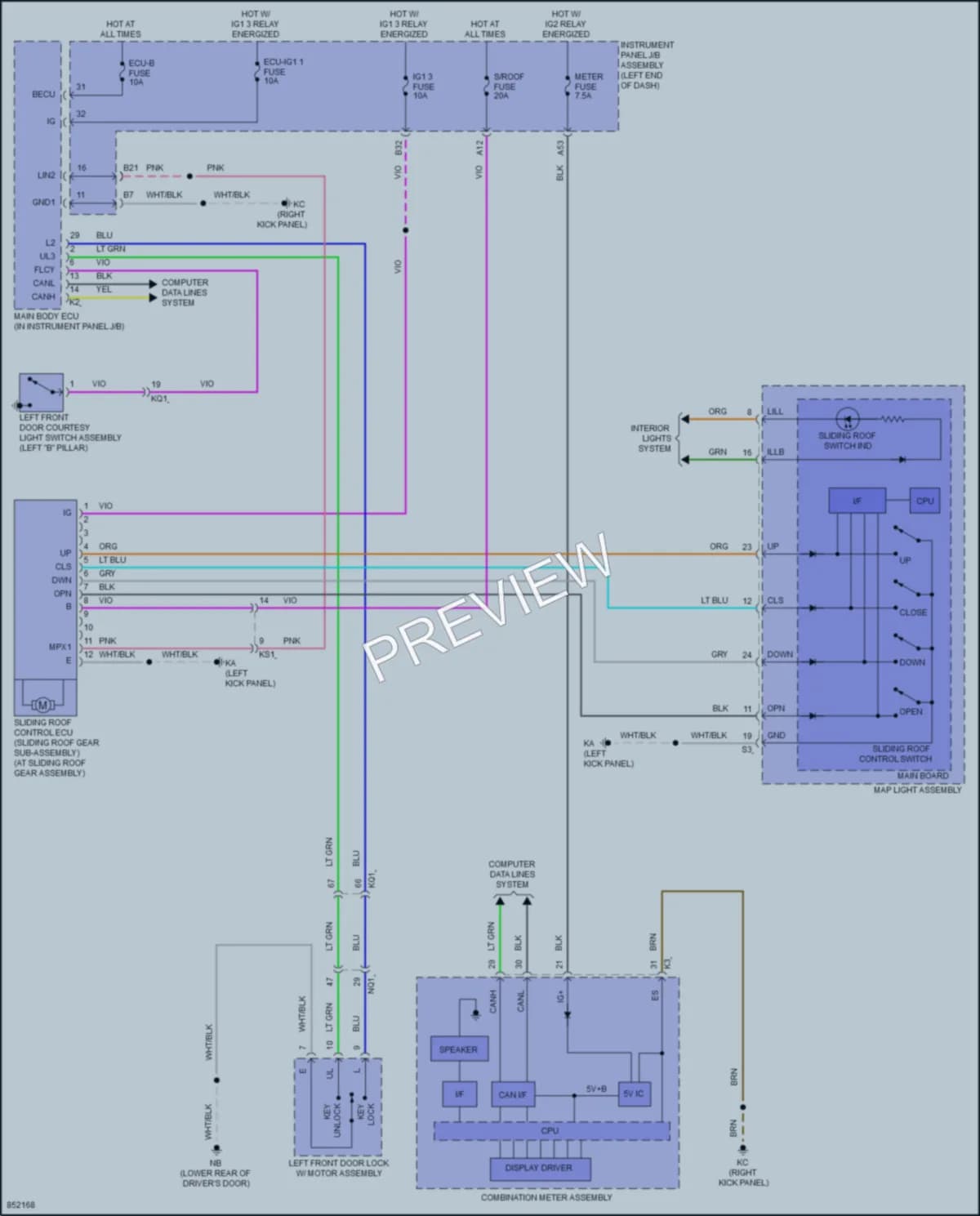 2024 Lexus IS350 Power Top Sunroof wiring diagram preview