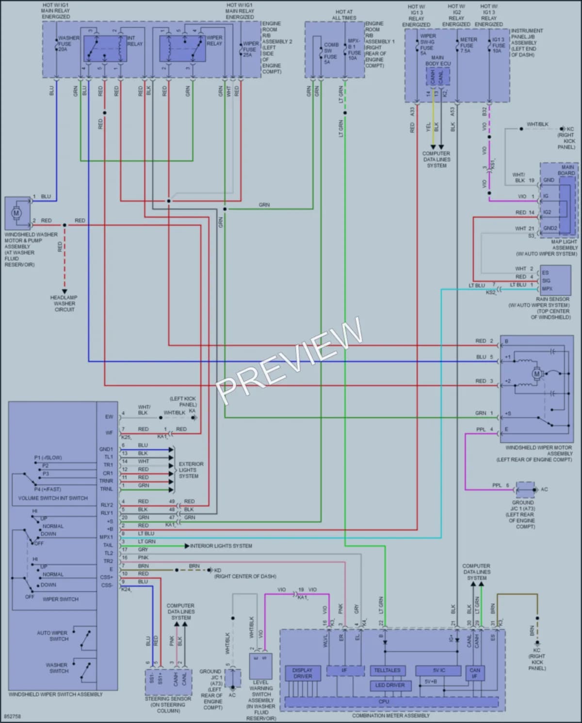 2024 Lexus IS350 Wiper Washer wiring diagram preview