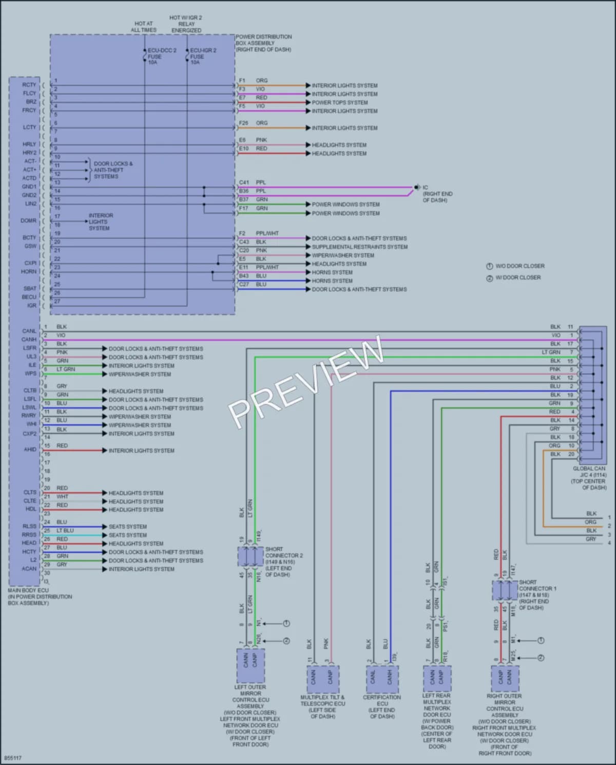 2024 Lexus LX600 Body Control Modules wiring diagram preview