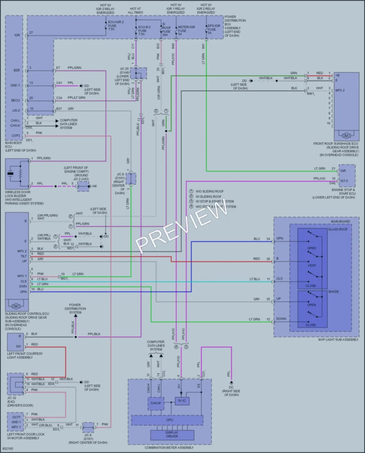 2024 Lexus NX250 Power Top Sunroof wiring diagram preview
