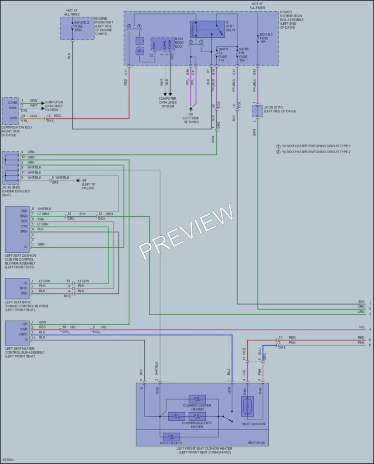 2024 Lexus NX350 Power Seats wiring diagram preview