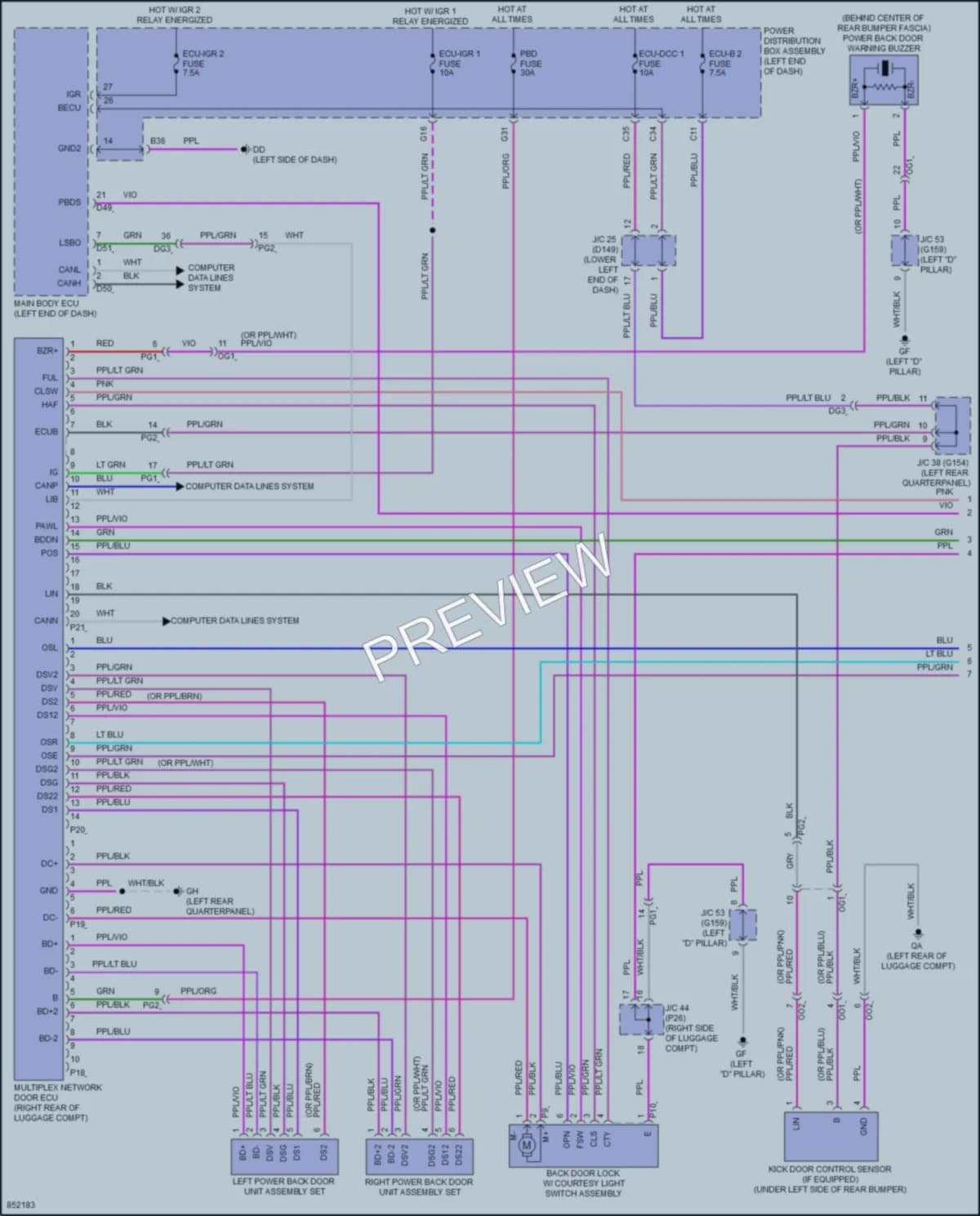2024 Lexus NX350 Trunk Tailgate Fuel Door wiring diagram preview