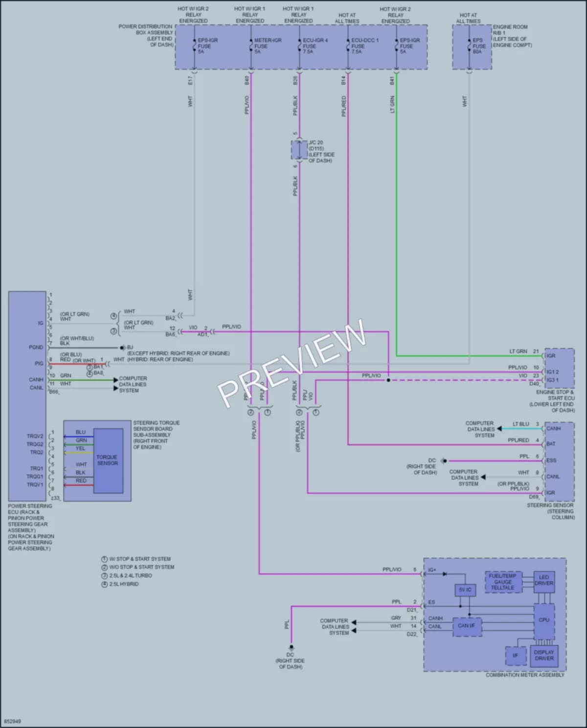 2024 Lexus NX350h Electronic Power Steering wiring diagram preview