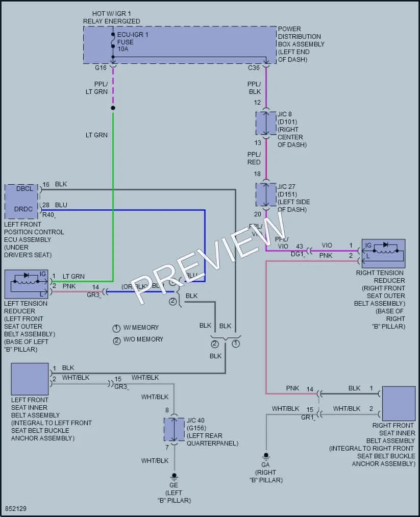 2024 Lexus NX350h Passive Restraints wiring diagram preview