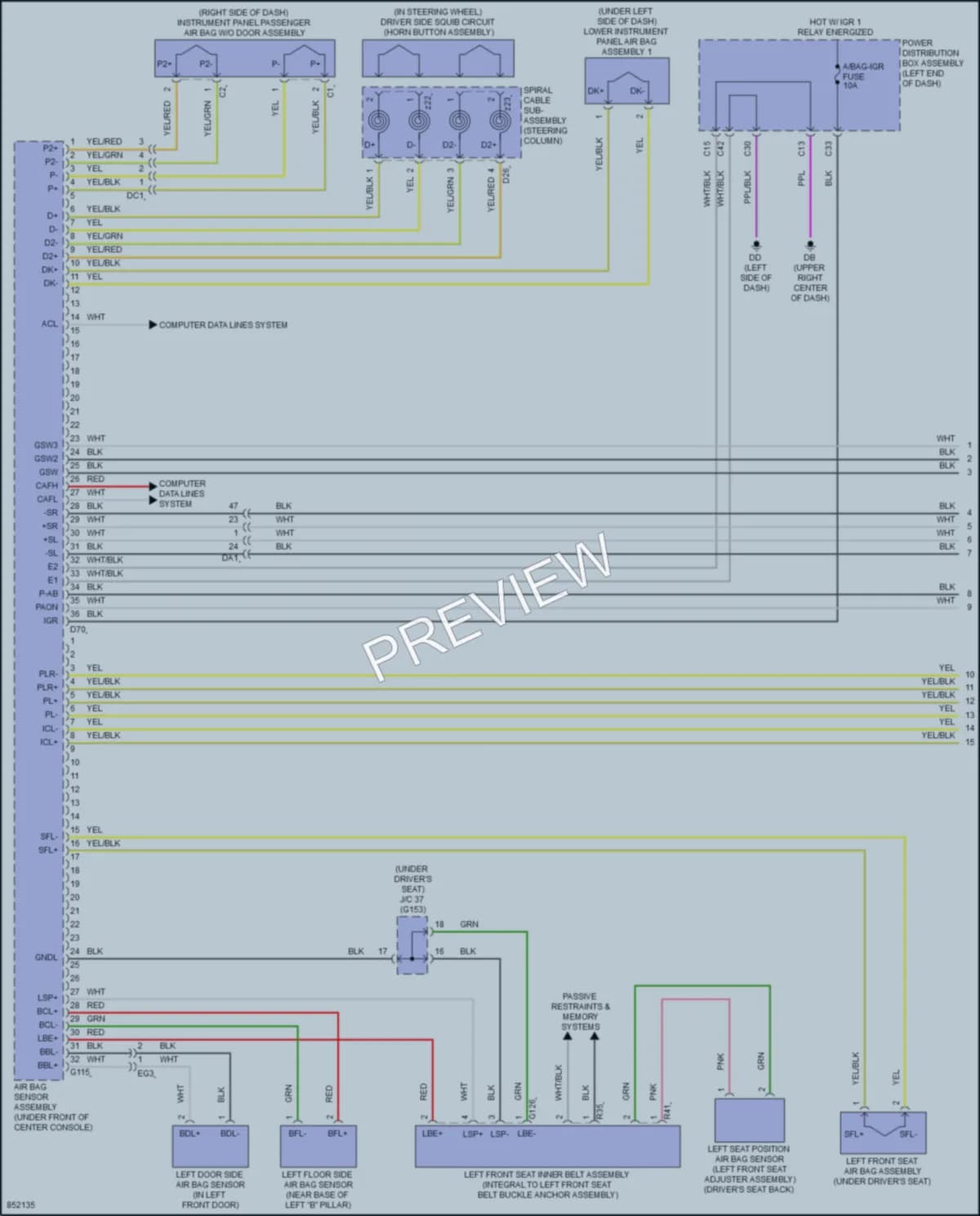 2024 Lexus NX350h Supplemental Restraints wiring diagram preview