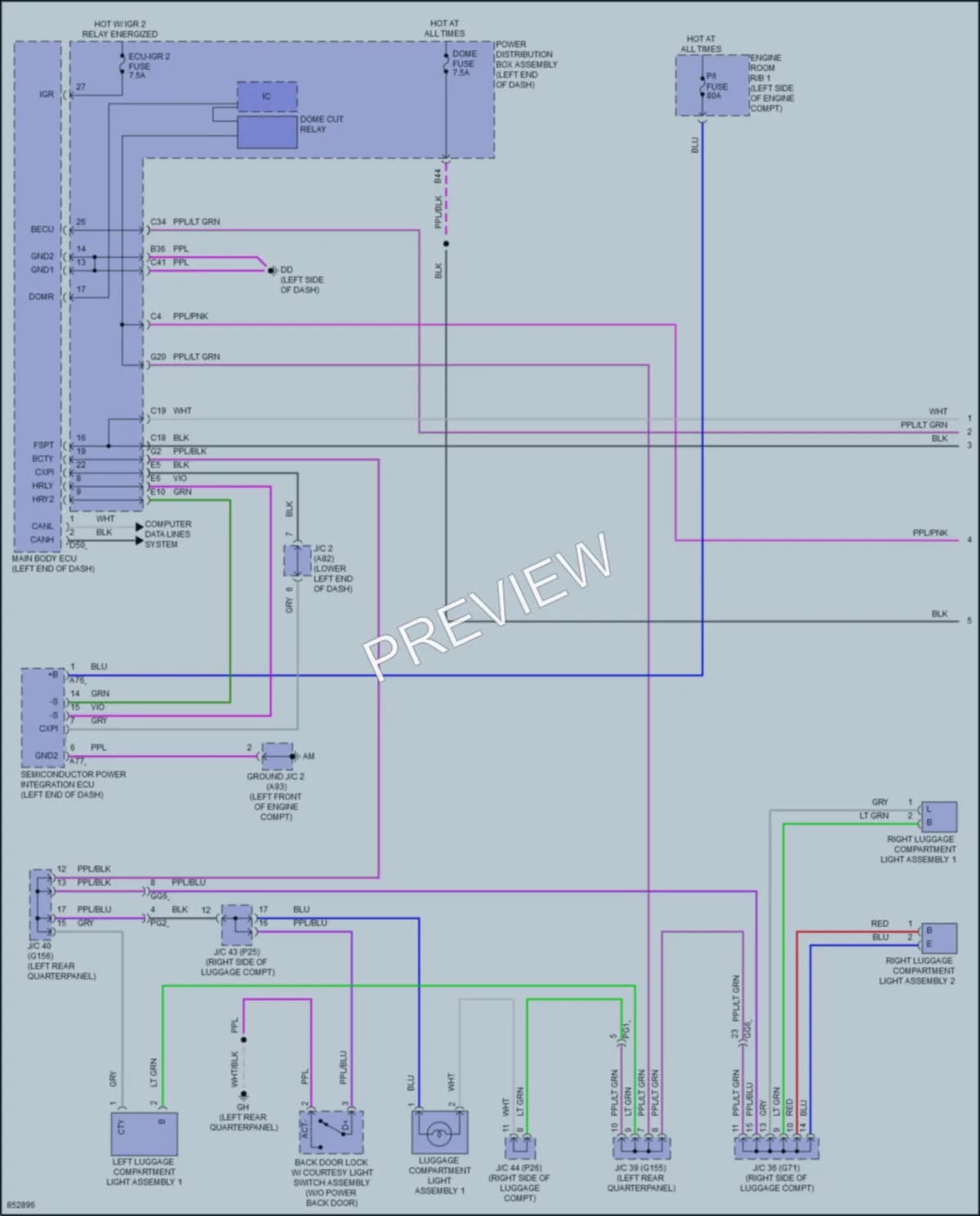 2024 Lexus NX450h Interior Lights wiring diagram preview