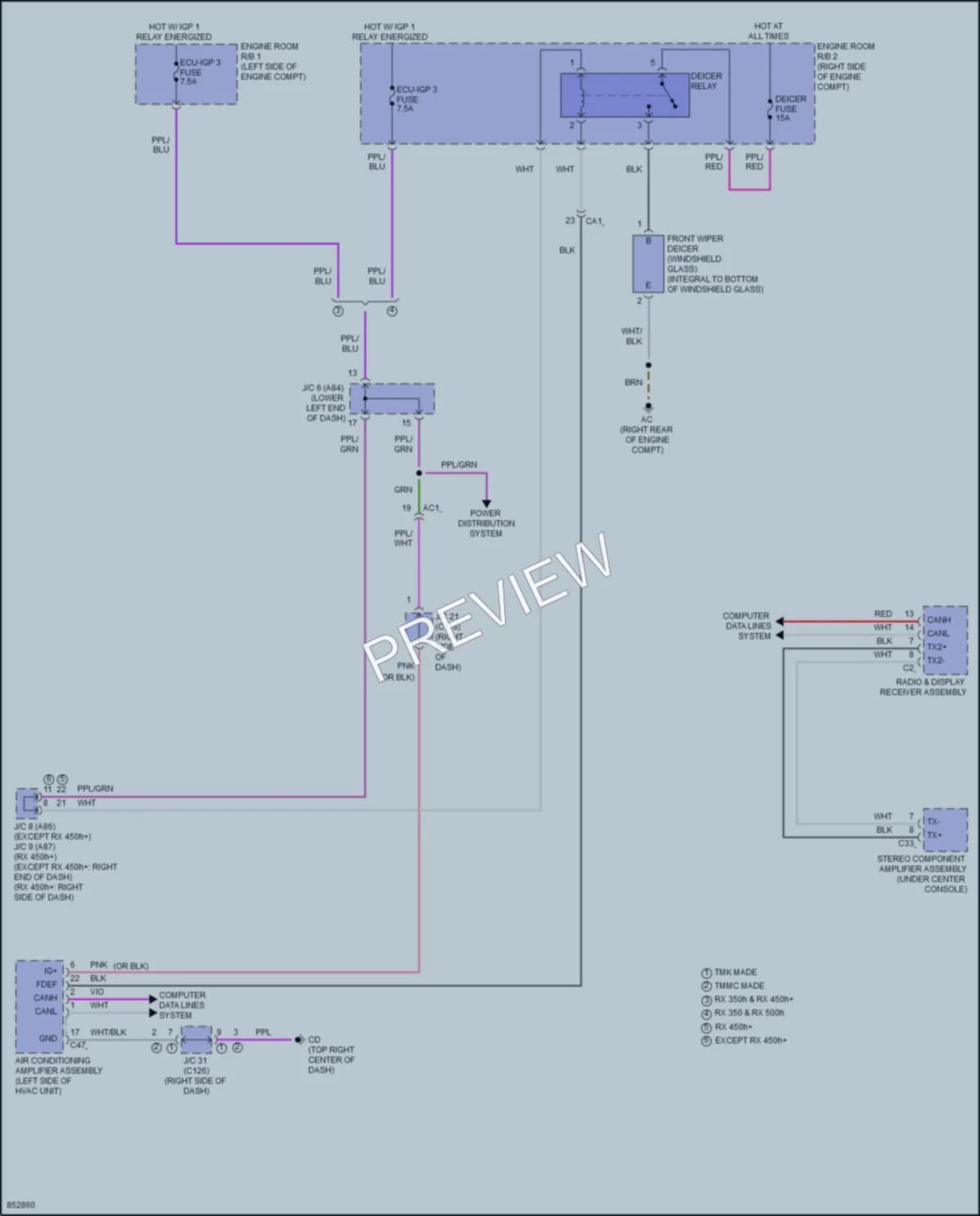 2024 Lexus RX350 Defoggers wiring diagram preview