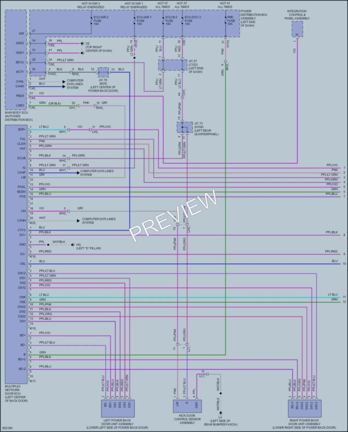 2024 Lexus RX350 Trunk Tailgate Fuel Door wiring diagram preview