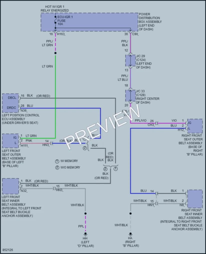 2024 Lexus RX350h Passive Restraints wiring diagram preview
