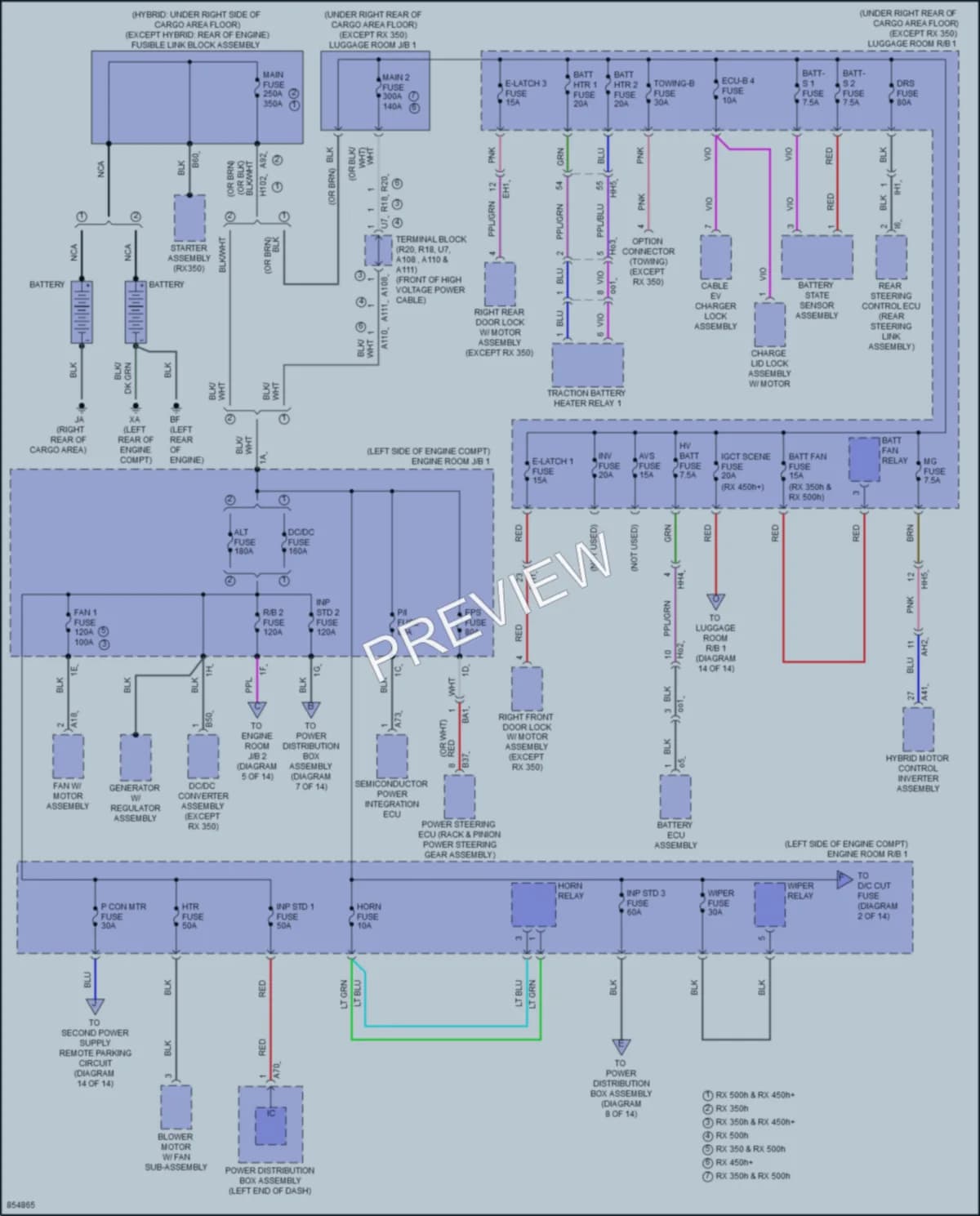 2024 Lexus RX350h Power Distribution wiring diagram preview