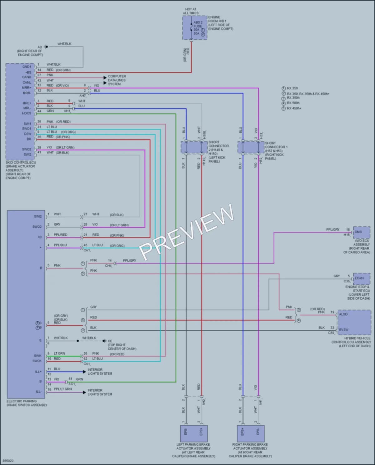 2024 Lexus RX350h Shift Interlock wiring diagram preview