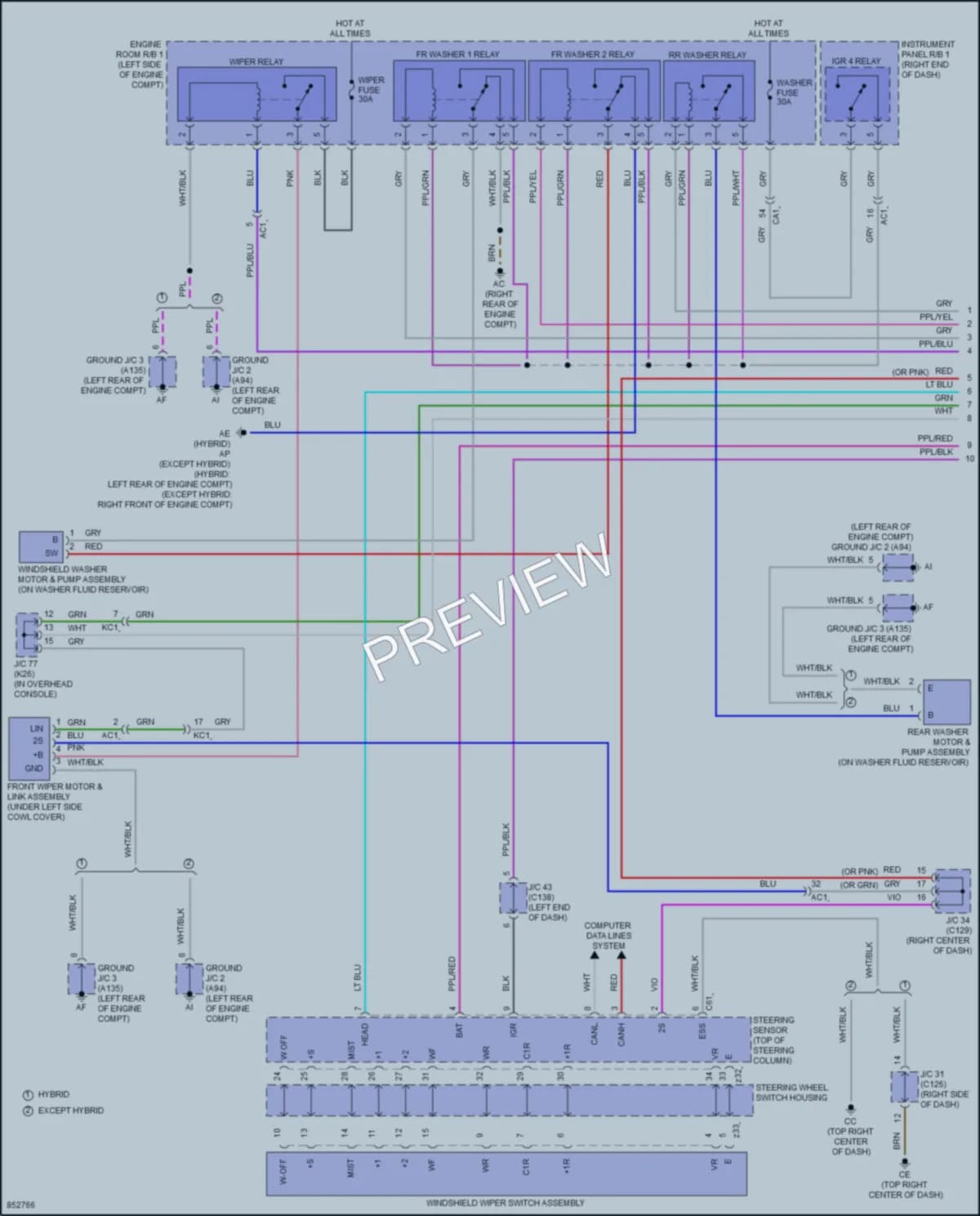 2024 Lexus RX450h Wiper Washer wiring diagram preview